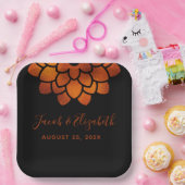 ドラマチックな銅の花のブラック ウェディング ペーパープレート (パーティー)