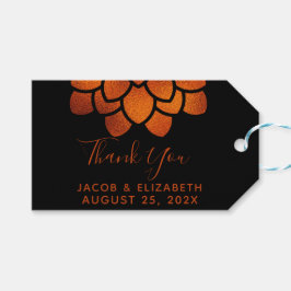 ドラマチックな銅の花のブラック サンクスカード ギフトタグ