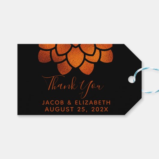 ドラマチックな銅の花のブラック サンクス  ギフトタグ (正面(横))