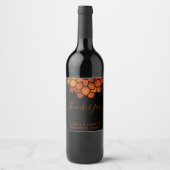 ドラマチックな銅の花を黒に付けて結婚ありがとう ワインラベル (正面)