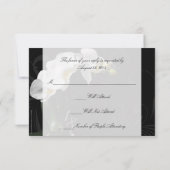 ドラマチックな黒と白のオーキッドマッチングRSVP 出欠カード (裏面)