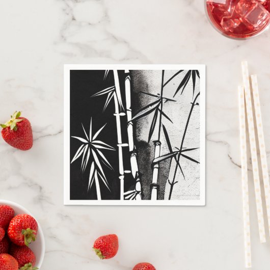 ドラマチックな黒と白のモダン竹 スタンダードカクテルナプキン (インサイチュ)