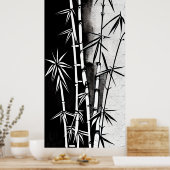 ドラマチックな黒と白のモダン竹 ポスター (キッチン)