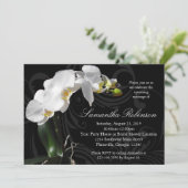 ドラマチックな黒と蘭ブライダルシャワー招待状 招待状 (スタンド正面)