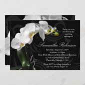 ドラマチックな黒と蘭ブライダルシャワー招待状 招待状 (正面/裏面)