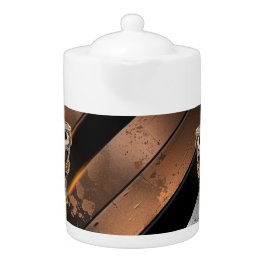 ドラマチックな黒と銅のツールマグカップ磁器ティーポット