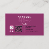 ドラマチックな黒ピンクの花柄フローリスト 名刺 (裏面)