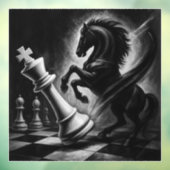 ドラマチックな黒馬vs.キング – チェスはっきりしたのアートワーク ウィンドウサイン (シート3)