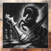 ドラマチックな黒馬vs.キング – チェスはっきりしたのアートワーク ウィンドウサイン (シート2)