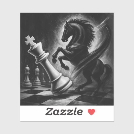 ドラマチックな黒馬vs.キング – チェスはっきりしたのアートワーク シール (シート)