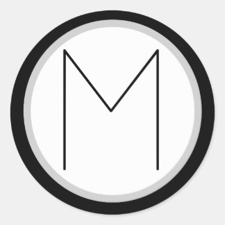 ドラマチックな黒/白モノグラムのM丸ステッカー ラウンドシール