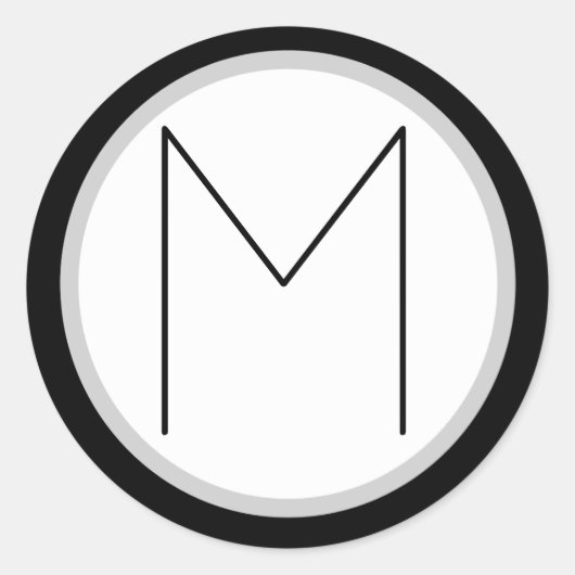 ドラマチックな黒/白モノグラムのM丸ステッカー ラウンドシール (正面)