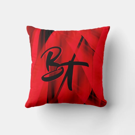 ドラマチックエレガントな赤い黒い抽象芸術モノグラムの クッション (裏面)