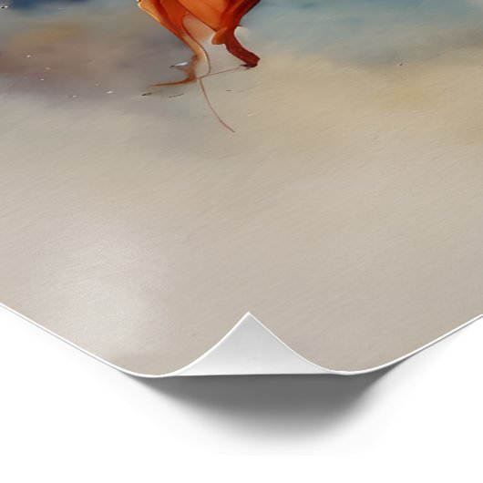 ドラマチックオレンジ & ブルーベタアート ポスター (コーナー)