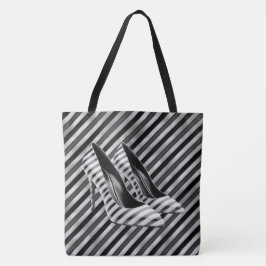 ドラマチックストライプな黒い靴の大きな肩トート トートバッグ