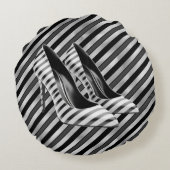 ドラマチックストライプブラック靴ラウンド装飾用クッション ラウンドクッション (裏面)