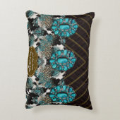 ドラマチックターコイズストーンアニマルプリント12x16枕 アクセントクッション (裏面(縦))