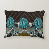 ドラマチックターコイズストーンアニマルプリント12x16枕 アクセントクッション (裏面)