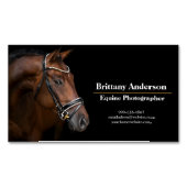 ドラマチックミニマルな黒馬/写ウマ科の真者 マグネット名刺 (正面)