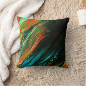 *~*ドラマチック抽象芸術ブはっきりしたラックブルーグリーンオレンジ クッション (ブランケット)