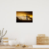 ドラマチック白熱［赤熱］光を放つな空の下の灯台 ポスター (キッチン)