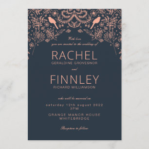 ドラマチック結婚式招待状海軍とサンゴ 招待状