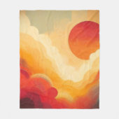 ドラマチック赤絵を描日 フリースブランケット (正面)