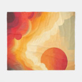 ドラマチック赤絵を描日 フリースブランケット (正面(横))