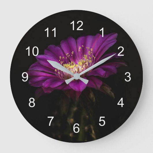 ドラマチック・フラットケーキの花 ラージ壁時計 (正面)