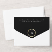 ドラマチックBohoフローラアーチ金ゴールドグレー結婚ズ オールインワン招待状 (裏面)