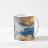ドラマティックな灯台の海景色と嵐の波 コーヒーマグカップ (正面右)