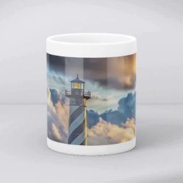 ドラマティックな灯台の海景色と嵐の波 コーヒーマグカップ