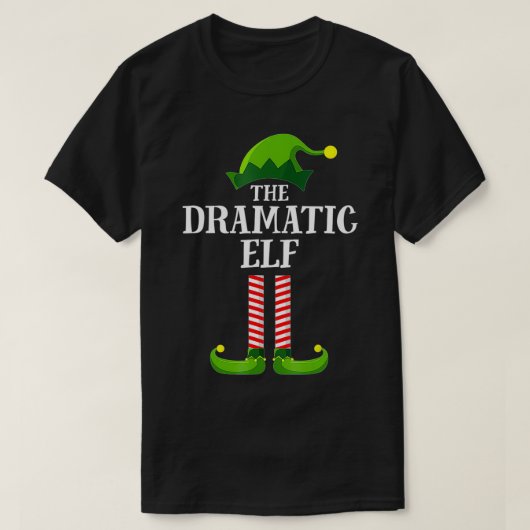 ドラマティックエルフマッチングファミリークリスマスパジャマ Tシャツ (デザイン正面)