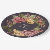 ドラマティックフローラカップルウェディングシャワー ペーパープレート (アングル)