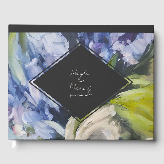 ドラマティックフローラブルー結婚ボタニカル ゲストブック (正面)