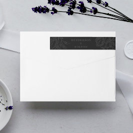 ドラマティックブラックオンブラックフローラ結婚リース ラップアラウンドラベル