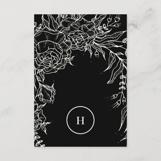 ドラマティックブラックモノグラム結婚リース エンクロージャーカード (裏面)