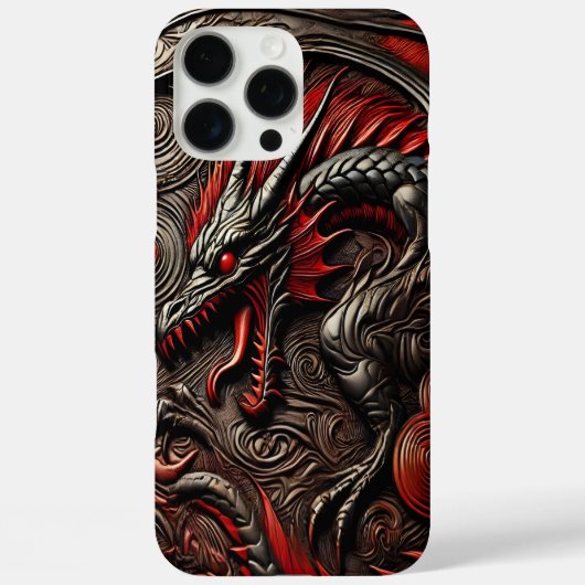 ドラマティックレッドドラゴンの複雑なレリーフ、 浮き彫りデザイン Case-Mate iPhoneケース (裏面)