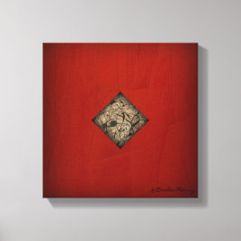 ドラマティックレッドポーロックスタイルモダンアート キャンバスプリント