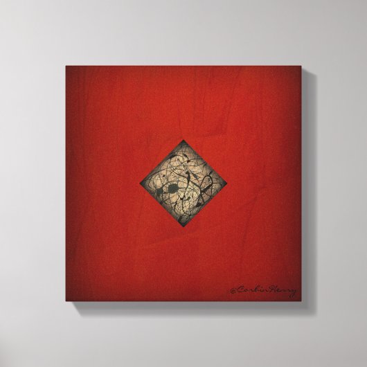 ドラマティックレッドポーロックスタイルモダンアート キャンバスプリント (正面)