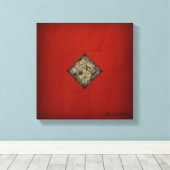 ドラマティックレッドポーロックスタイルモダンアート キャンバスプリント (インサイチュ (ウッドフロア))