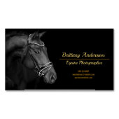 ドラマティック白黒金ゴールド馬写真家 マグネット名刺 (正面)
