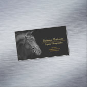 ドラマティック白黒金ゴールド馬写真家 マグネット名刺 (インサイチュ)