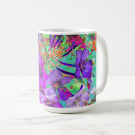 ドラマティック サイケデリック マゼンタとパープルの花 コーヒーマグカップ