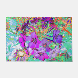 ドラマティック サイケデリック マゼンタとパープルの花 ドアマット