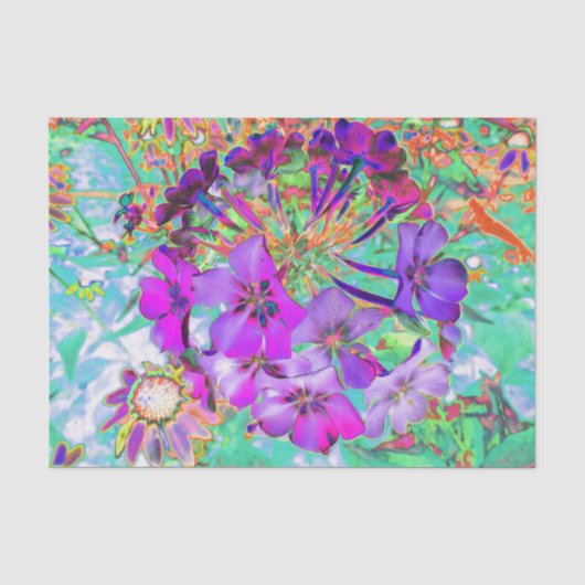 ドラマティック サイケデリック マゼンタと紫の花 薄葉紙 (正面)