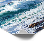 🌊 ドラマティック シーサイド オーシャン ウェーブ 夕焼け海岸 ポスター (角)