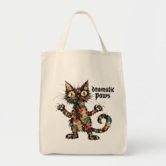 ドラマティック・ポーズの黒猫アートトートバッグ トートバッグ