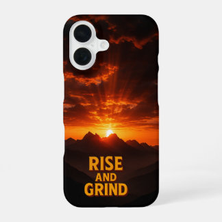 ドラマティック マウンテンサンライズ「RISE AND GRIND(起きて動け)」 iPhone 16ケース