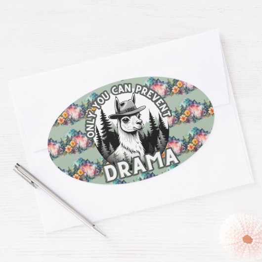 ドラマラマの森を防ぐのはあなたのみ 楕円形シール (封筒)